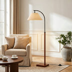 Vellune™ 63" Farmhouse Arc Floor Lamp for Living Room,Retro Mdf Metal Standing Lamp