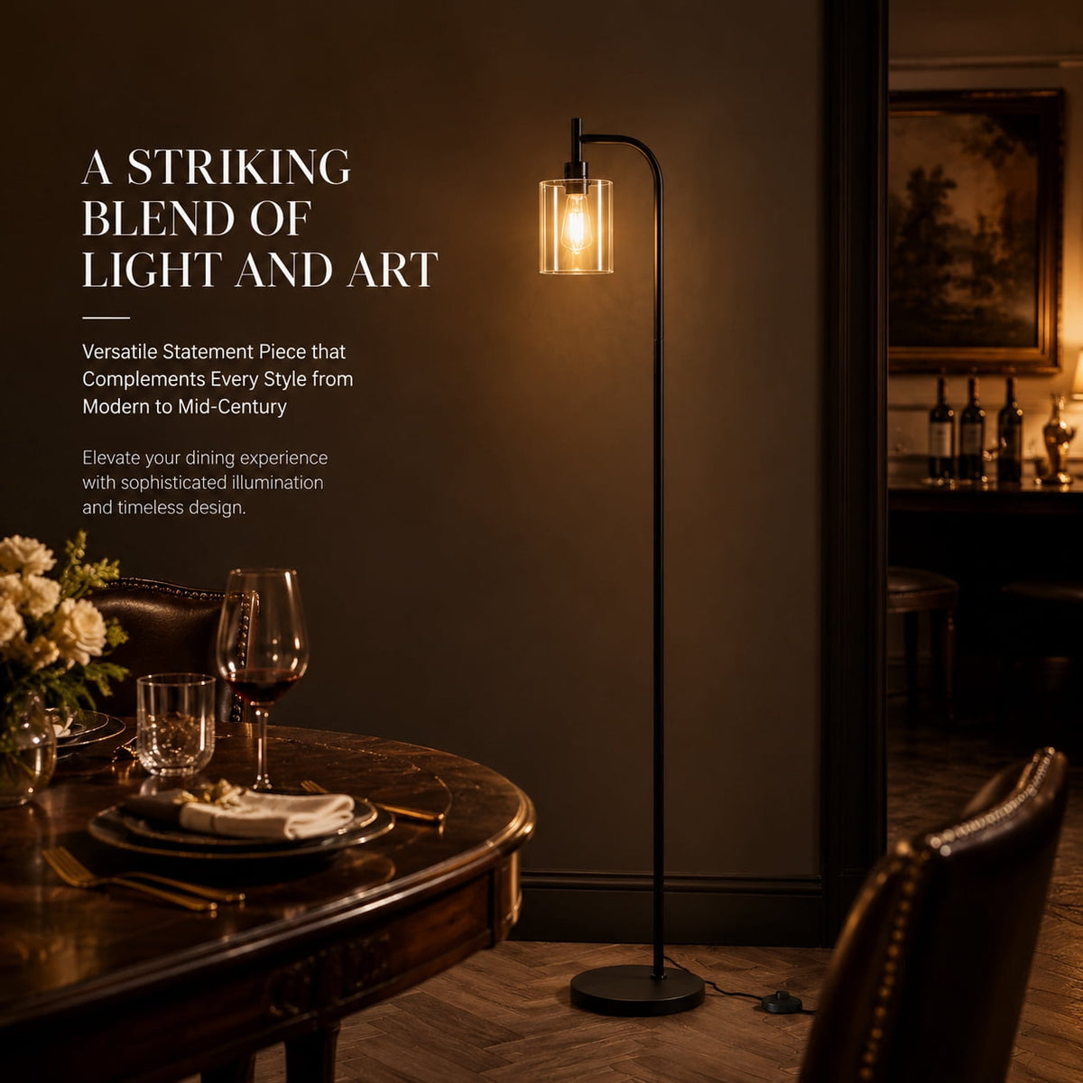Cozylumi™ Coliware Arc Floor Lamp with Acrylic Lampshade, Modern Tall Standing Lamp