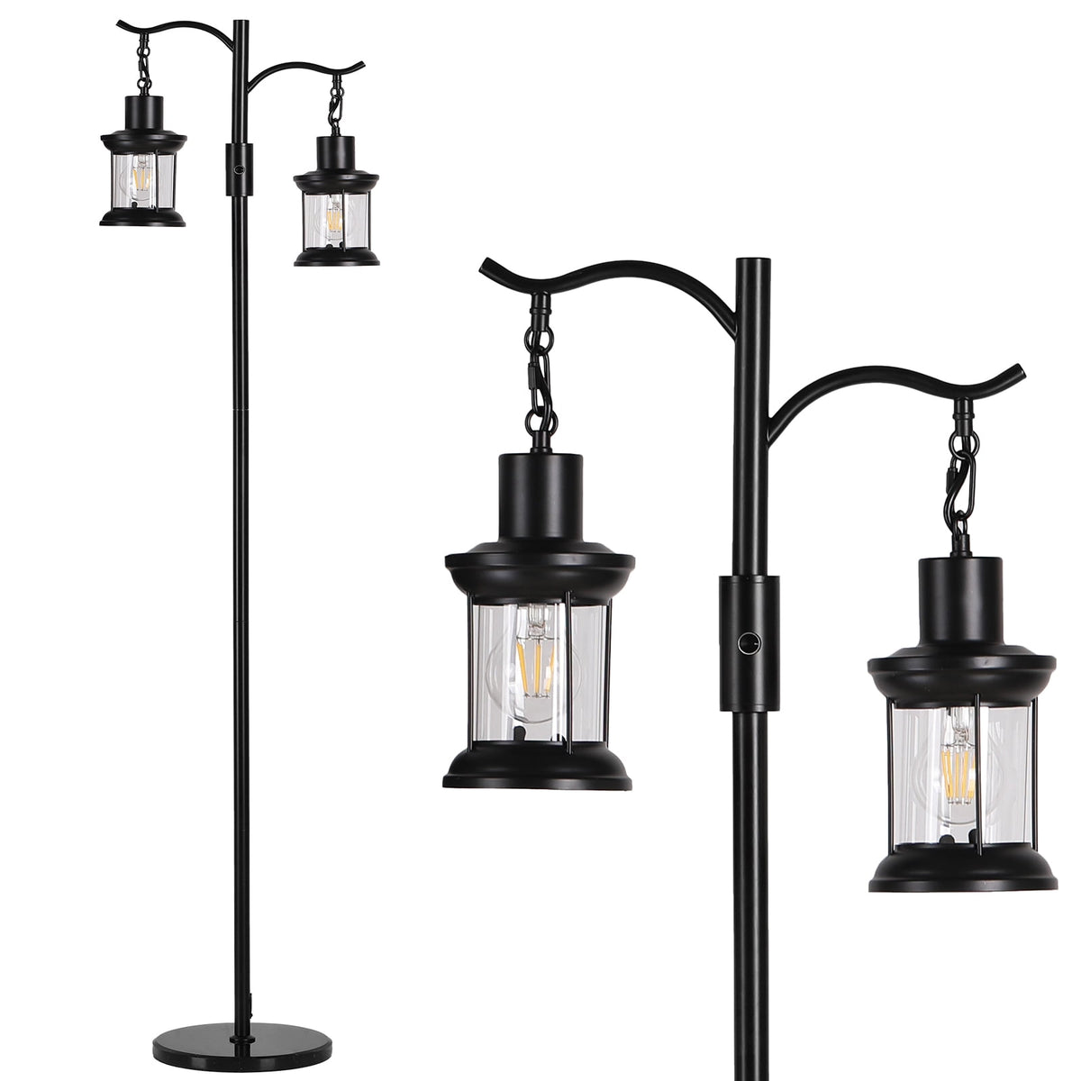 Cozylumi™ 63" Modern Floor Lamps with Stepless Dimming, 2 Light Glass Floor Lamps for