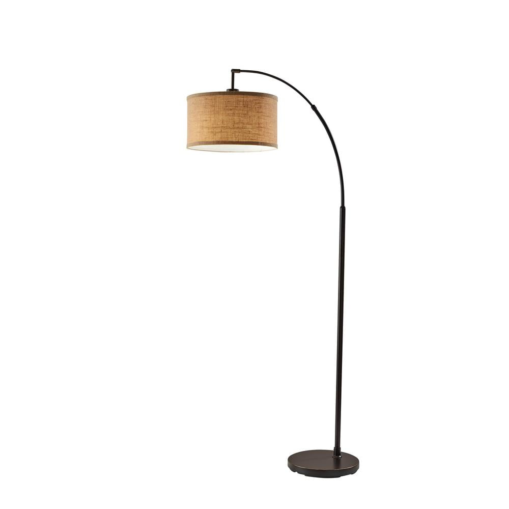 Cozylumi™ 68? Traditional Rotary Switch Antique Bronze Arc Floor Lamp with Burlap Drum