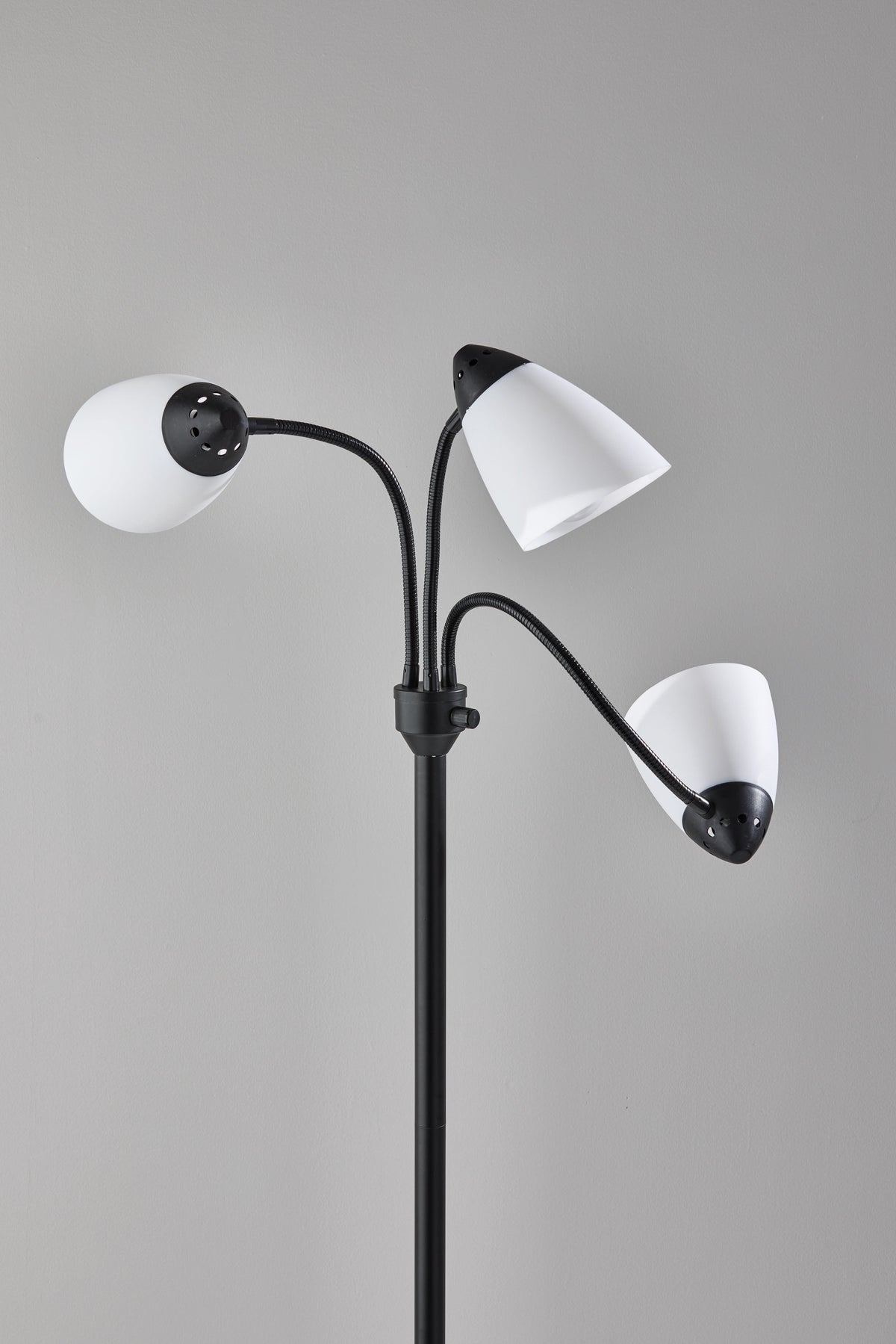 Cozylumi™ 3-Head Adjustable Floor Lamp, Black with White Plastic Shades, 68 in