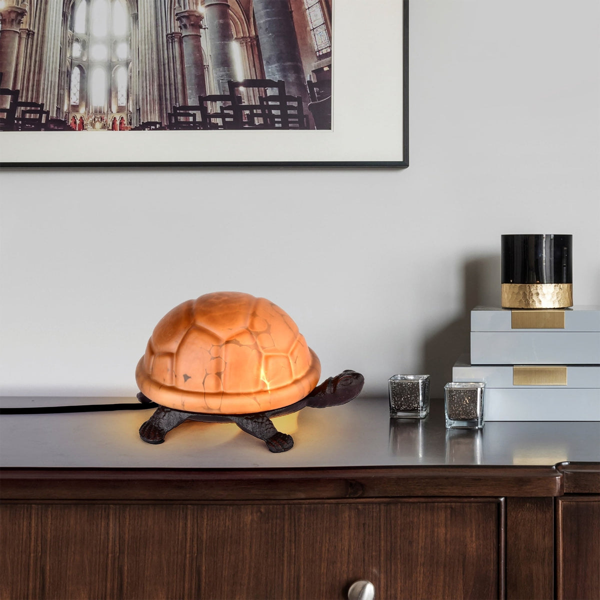 Warehouse of Tiffanys Amber Turtle Accent Lamp
