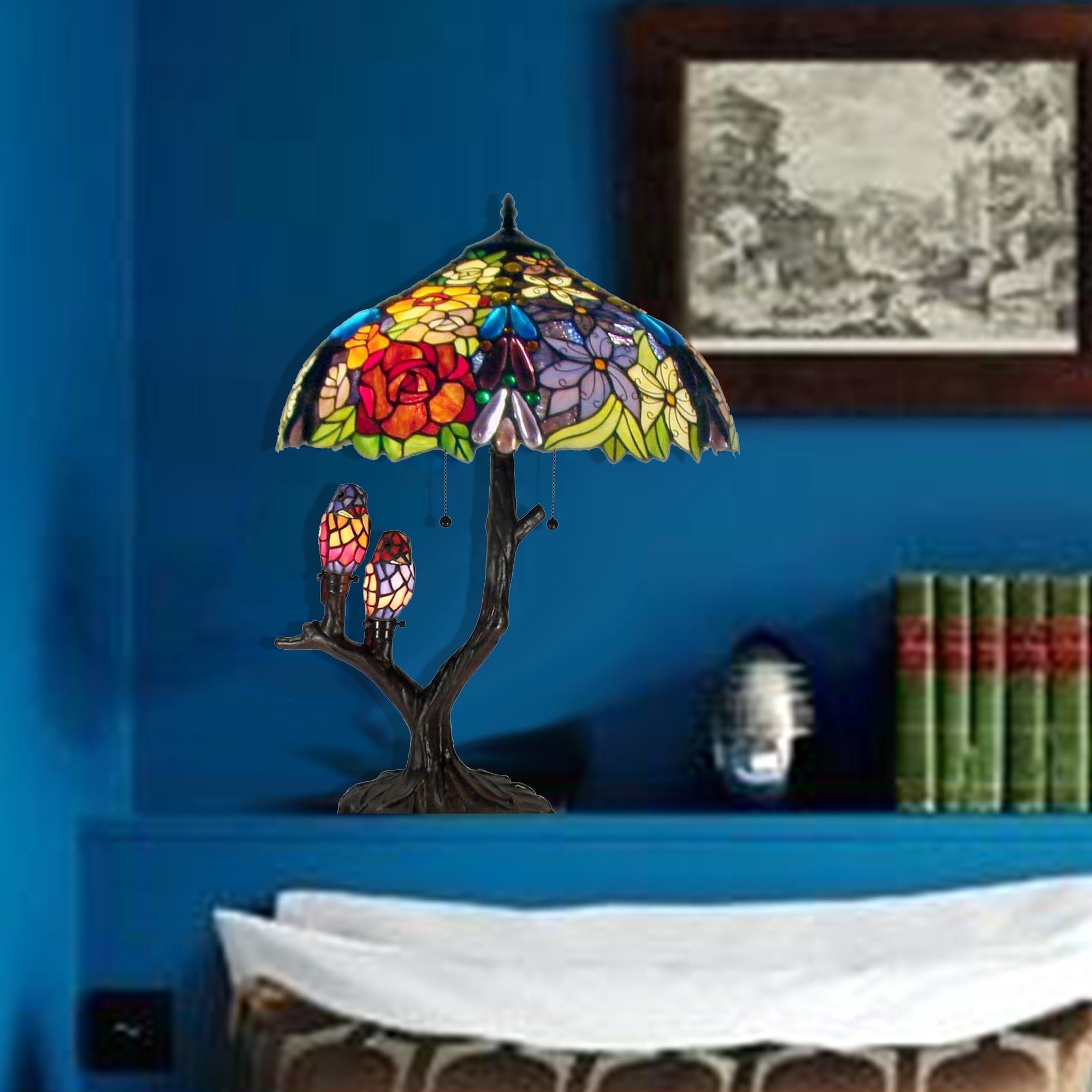 Tiffany-style Warehouse of Tiffany Sarah Camille Table Lamp