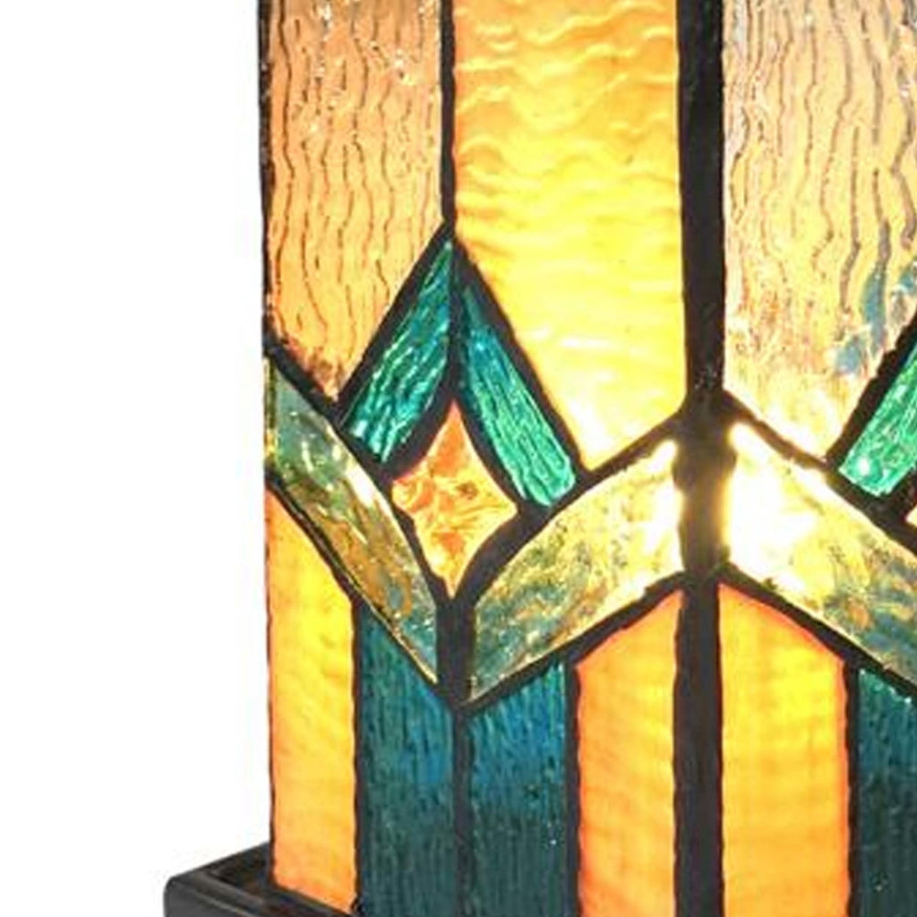 GREGORY Tiffany-glass Accent Pedestal 1 Light Mission table lamp 11" Tall