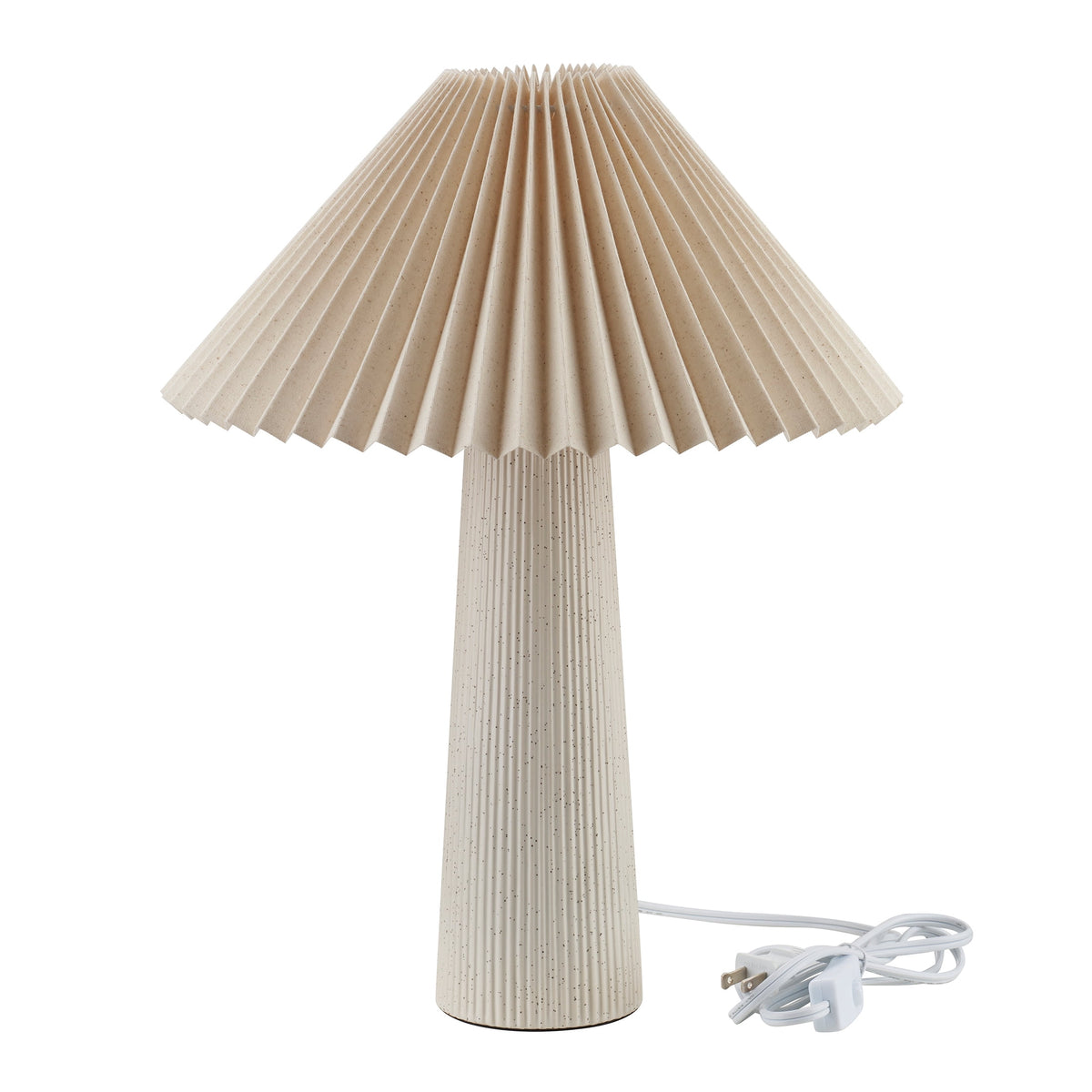 Cozylumi™ 18"in Ribbed Ceramic Table Lamp with Ivory Pleated Shade
