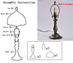 Orinova Tiffany Style Table Lamp Bedside LED Lamp Shades Bedroom Stained-Glass 18.1'' H Multi-Color