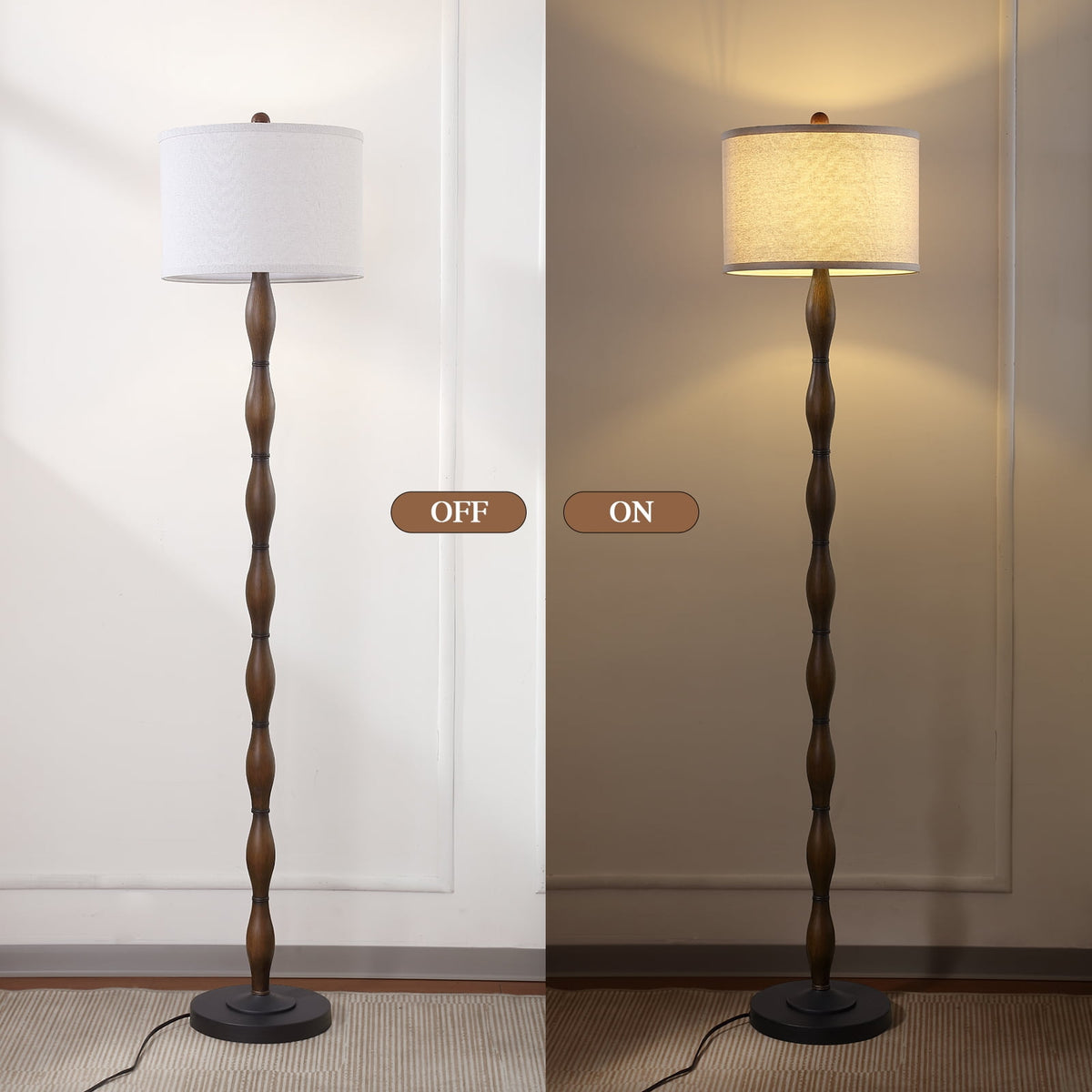 Cozylumi™ JUJUYUYOP 62" Farmhouse-Style Living room Floor Lamp with a Rotary Switch