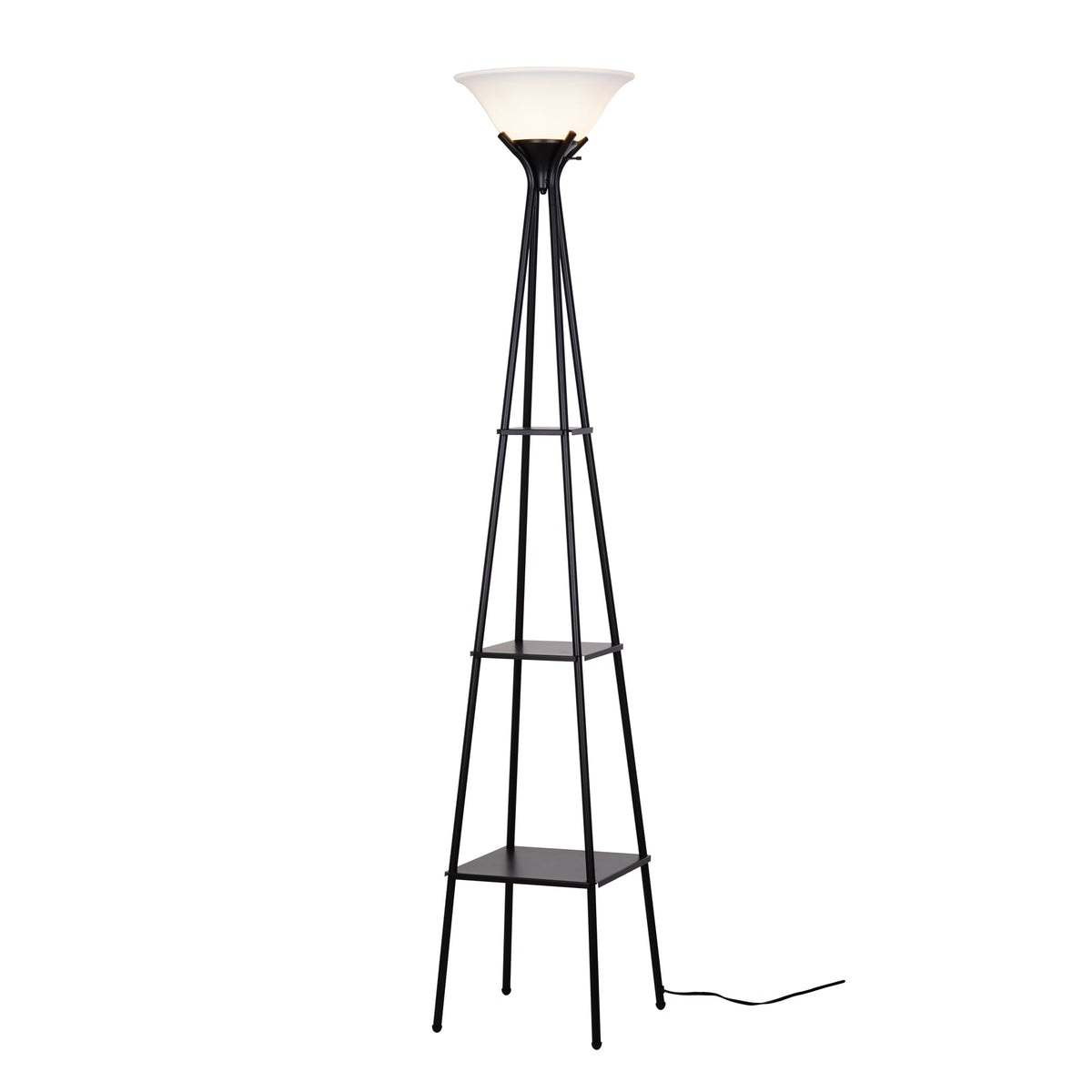Cozylumi™ Metal Etagere Floor Lamp with Shelves, Charcoal Finish