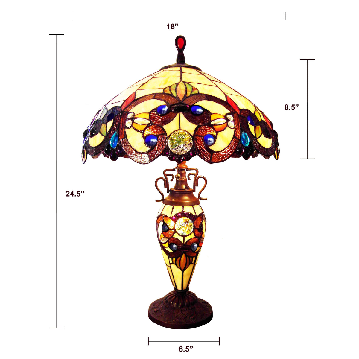 Radiance Goods Victorian Tiffany-Style 3 Light Victorian Double Lit Table Lamp 18" Wide