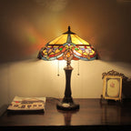 RADIANCE Goods Tiffany-Style Victorian 2 Light Dark Bronze Table Lamp 16" Wide