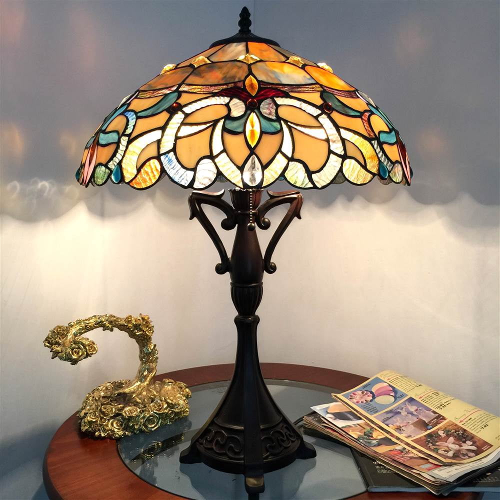 CHLOE Lighting NORA Tiffany Style Victorian 2 Light Table Lamp 18" Shade