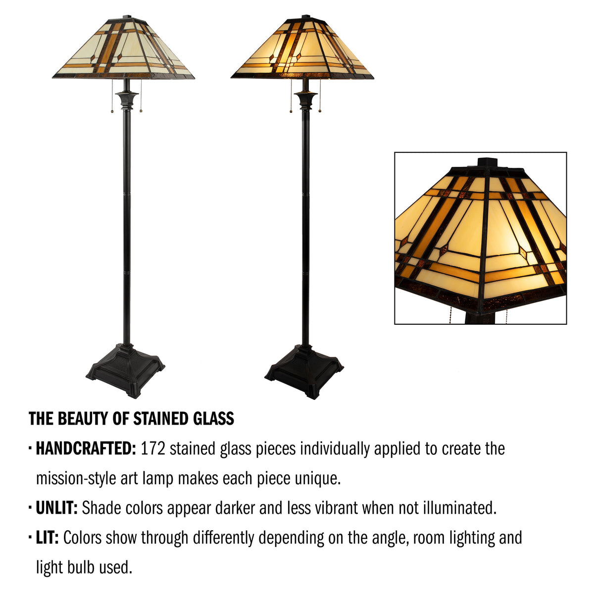 Cozylumi™ 61? Tiffany Style Floor Lamp - Standing Lamp for Bedroom and Living Room with