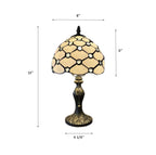 Tiffany Mini Table Lamp White Stained Glass Crystal Beans LED Bulb Included for Living Room Bedroom Bedside 15"H