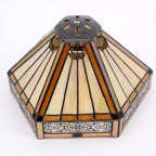 Tiffany Lamp Bedside Table Lamp Yellow Hexagon Stained Glass Mission Style Reading Desk Light 18" Tall Lover Livingroom Bedroom Library Banker Hotel Luxurious Victorian WERFACTORY LED Bulb Included