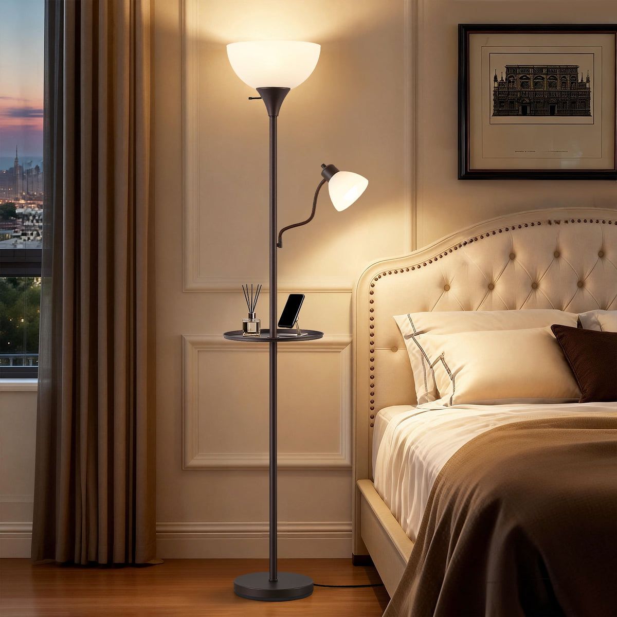 Cozylumi™ 72" Floor Lamp with Table, Adjustable Reading Lights, Modern Floor Lamps for