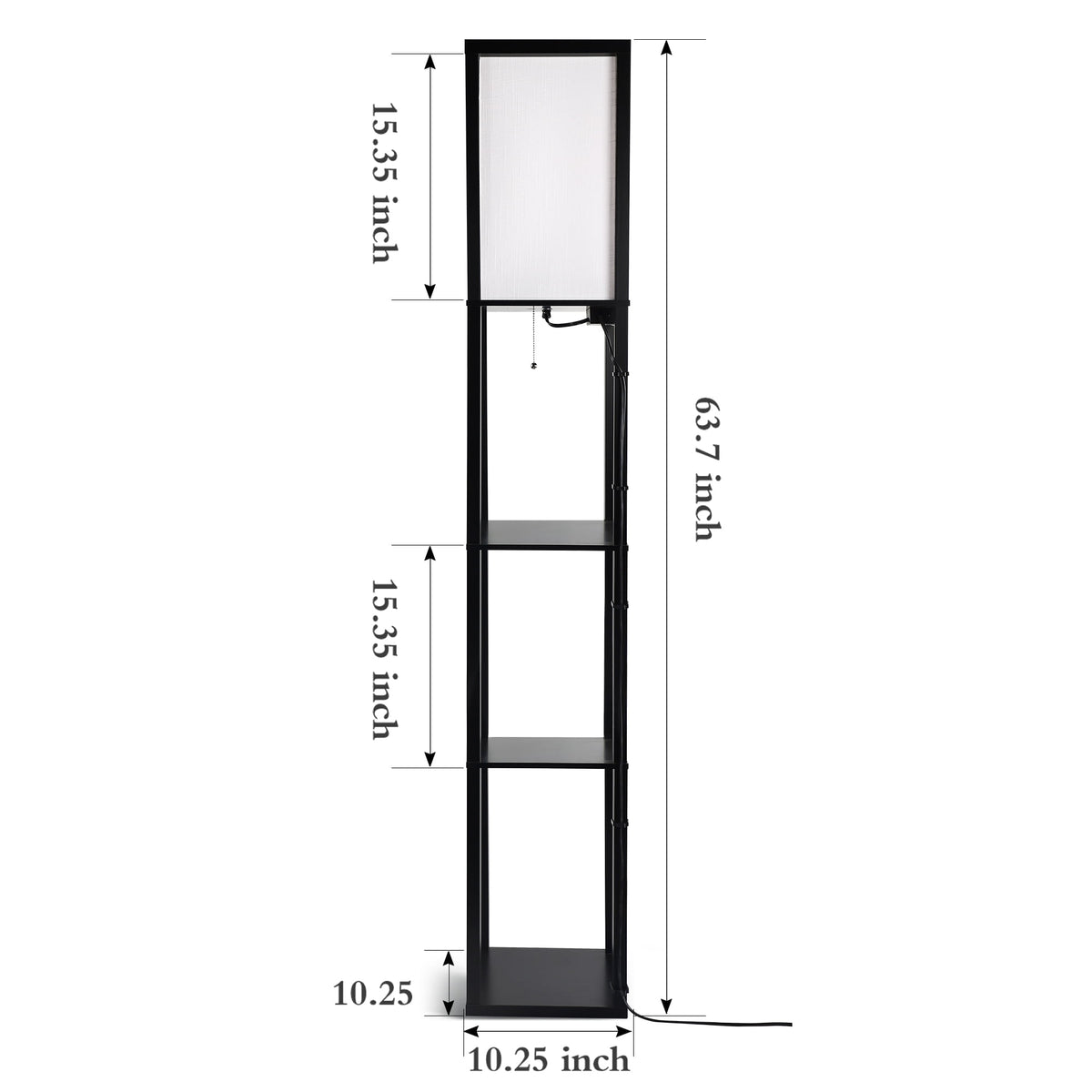 Cozylumi™ Floor Lamp with Shelves and Charging, 63.7'' Dimmable Standing Tall Wood