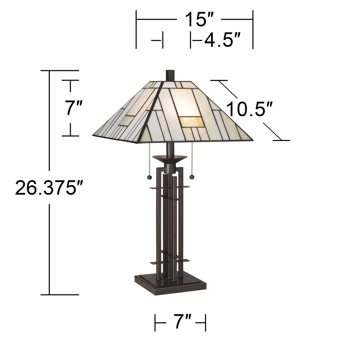 Robert Louis Tiffany Wrought Tiffany Style Table Lamp 26 1/4" High Bronze Art Deco Stained Glass for Bedroom Living Room Bedside Nightstand Office