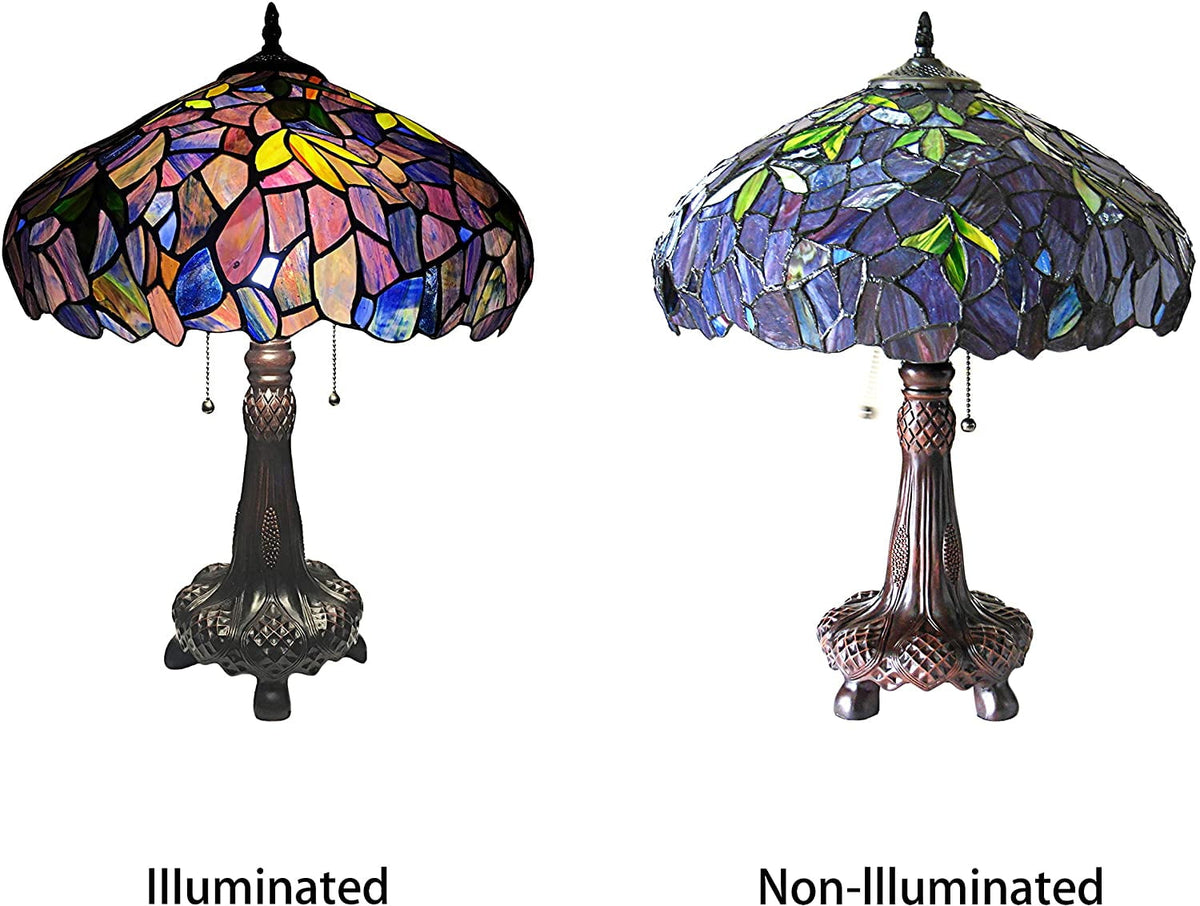 RADIANCE Goods Tiffany-Style 2 Light Wisteria Table Lamp 16" Shade