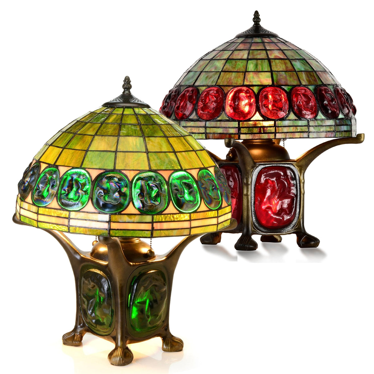 Tiffany-style Mika Turtleback Double-lit Table Lamp