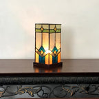 GREGORY Tiffany-glass Accent Pedestal 1 Light Mission table lamp 11" Tall