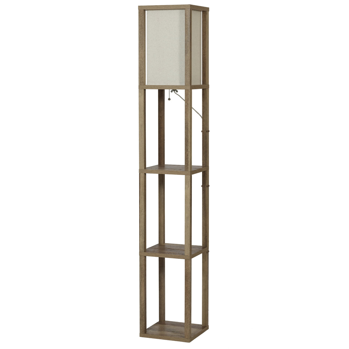Cozylumi™ 62.25" Modern Pull Chain Weathered Floor Lamp with Natural Square Shade