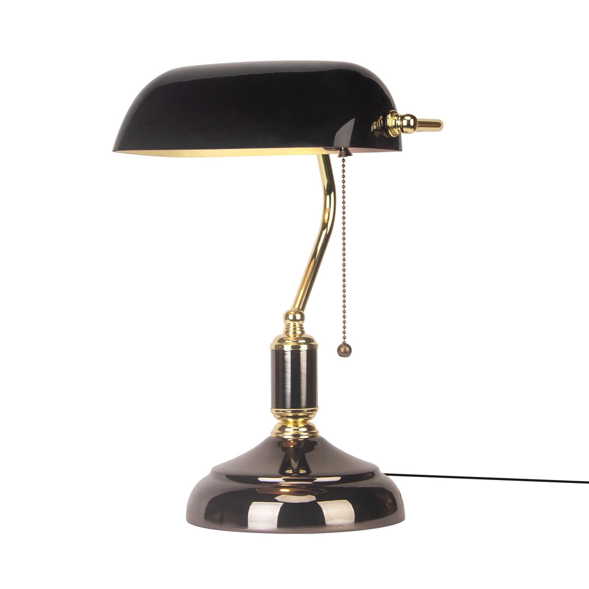 Vellune™ Novaretro Vintage Green Glass Bankers Floor Lamp with Adjustable Arm & Pull