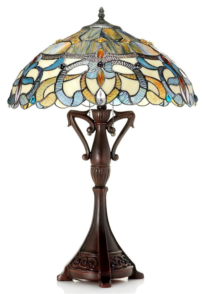 CHLOE Lighting NORA Tiffany Style Victorian 2 Light Table Lamp 18" Shade
