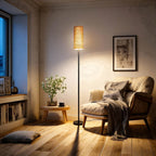 Cozylumi™ Coliware 63? Rattan Floor Lamp, Black Modern Standing Lamp with Pull Chain
