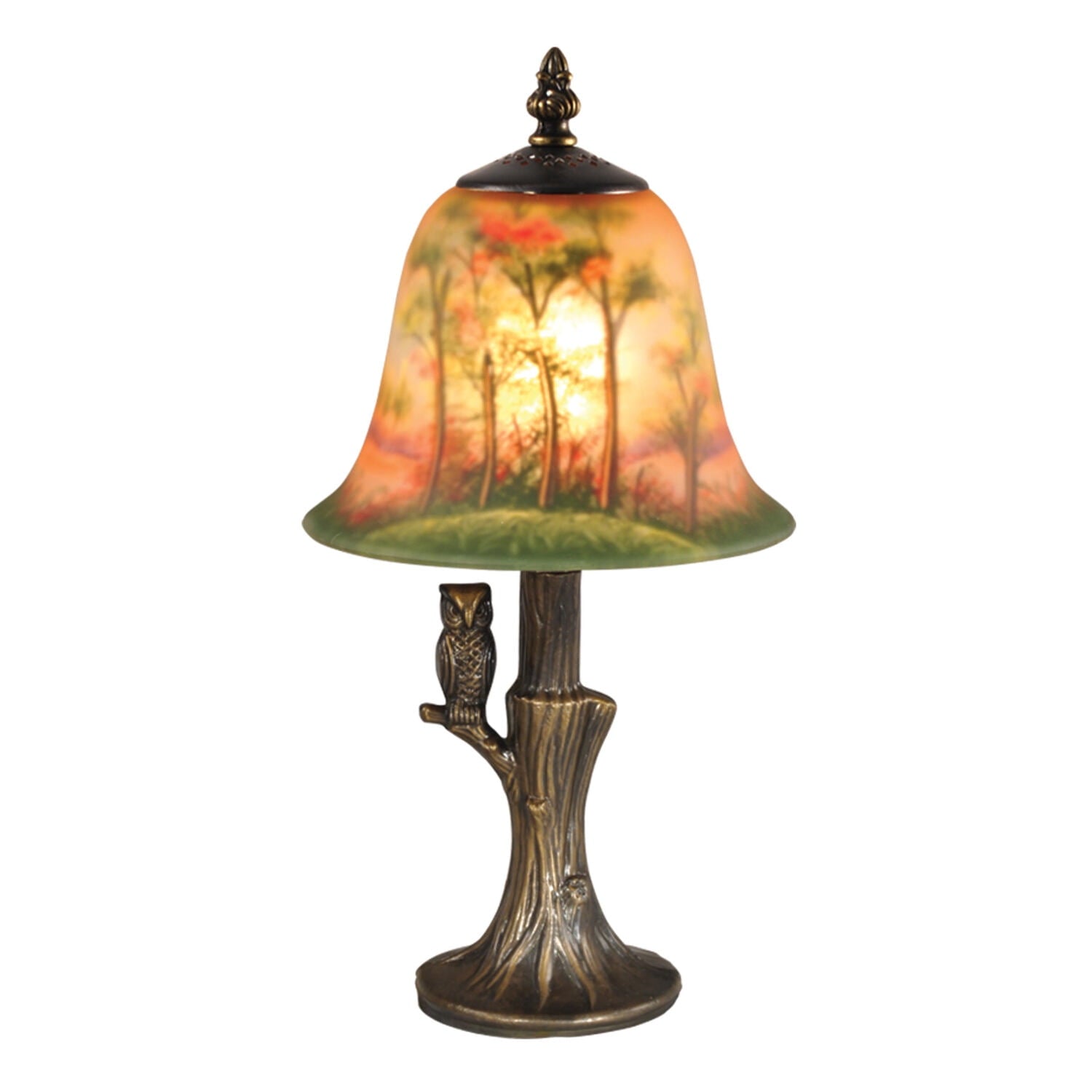 Dale Tiffany Hand Painted with Owl Accent Lamp