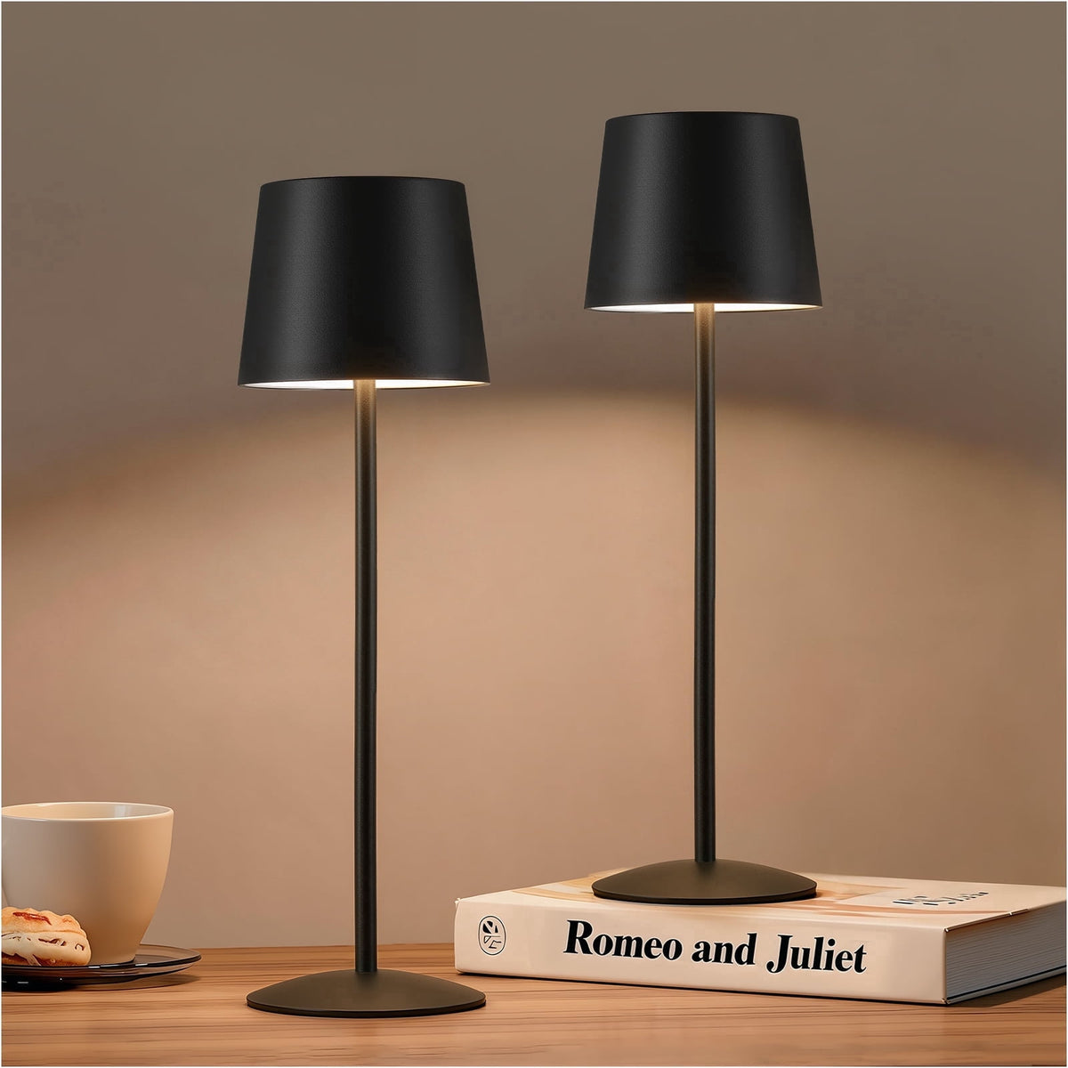 Cozylumi™ Modern Black LED Desk Lamps 2-Pack, Adjustable Height, Touch Dimmable