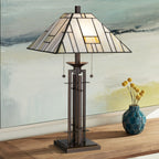 Robert Louis Tiffany Wrought Tiffany Style Table Lamp 26 1/4" High Bronze Art Deco Stained Glass for Bedroom Living Room Bedside Nightstand Office