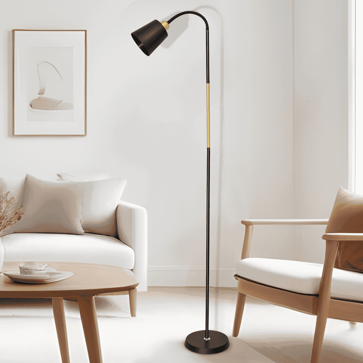 Vellune™ JOPESO Modern Industrial 59" Floor Lamp, Adjustable Lampshade Antique Brass &