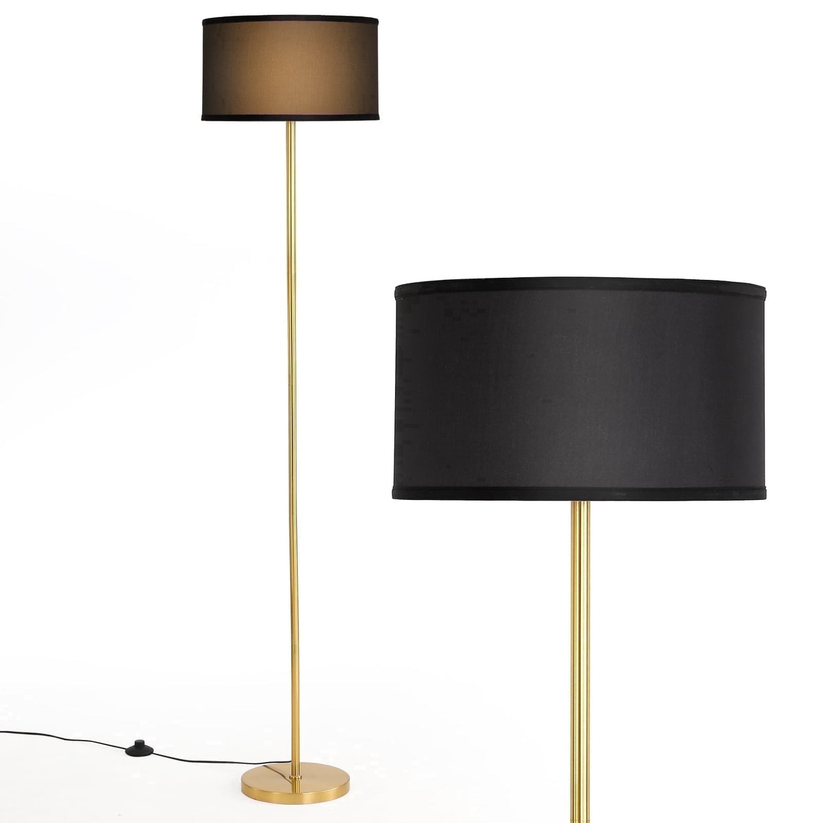 Vellune™ JOPESO Modern Industrial 59" Floor Lamp, Adjustable Lampshade Antique Brass &