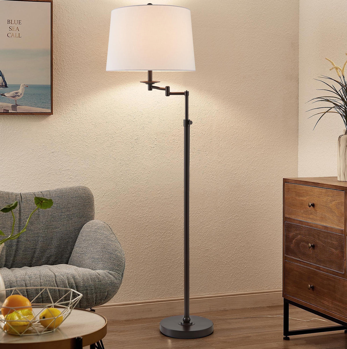 Cozylumi™ KAWOTI 64.5" Adjustable Floor Lamp with Swing Arm, 3-Way Dimmable Standing