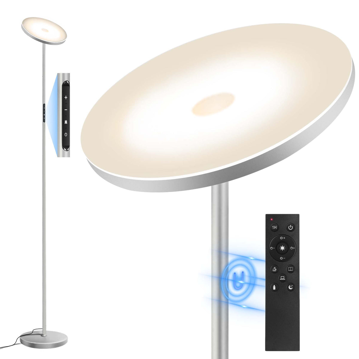 Vellune™ Floor Lamp with Remote, Super Bright Standing Lamp, 4 Color Temperature