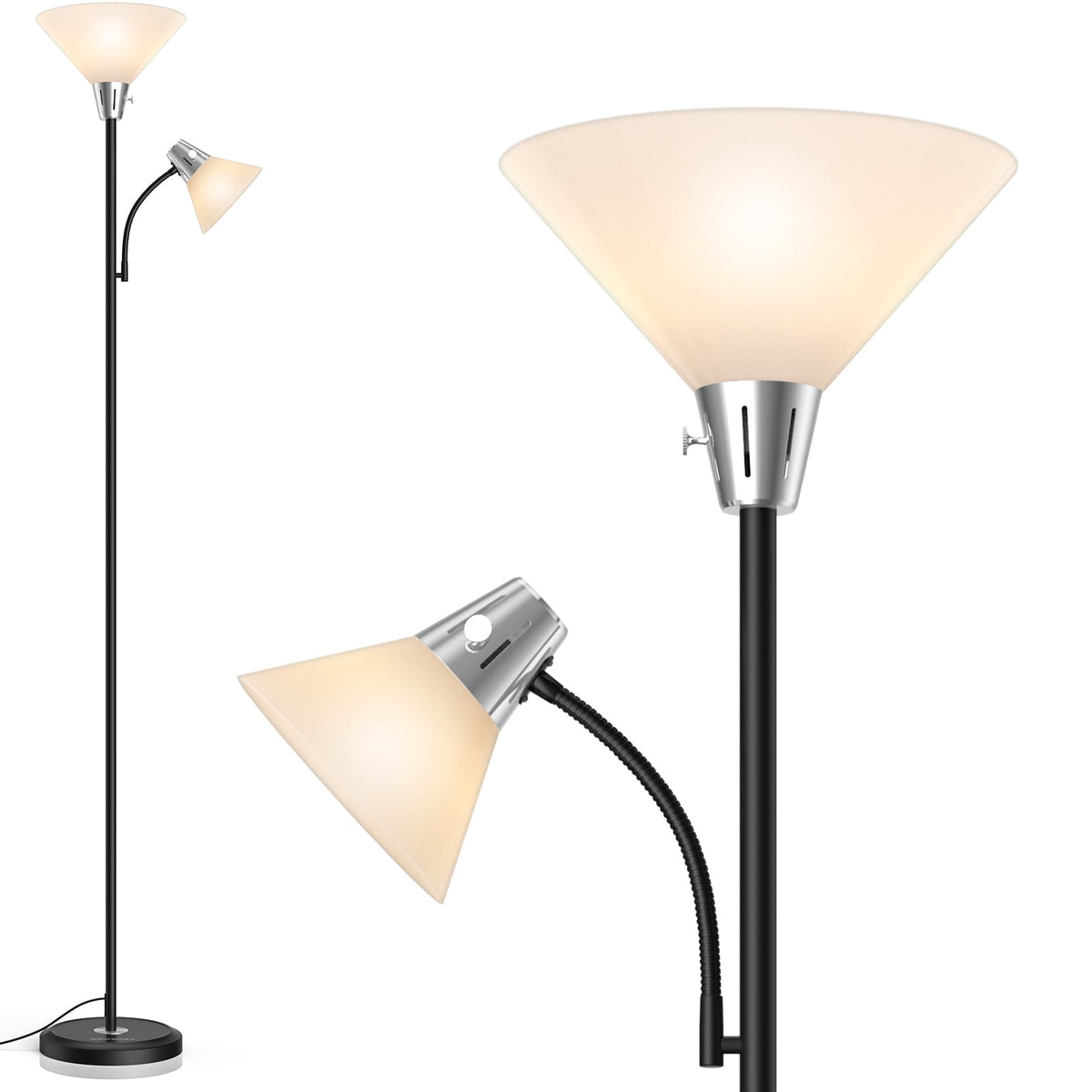 Vellune™ 3-Head LED Floor Lamp with Adjustable Reading Lights, 3000K Warm White