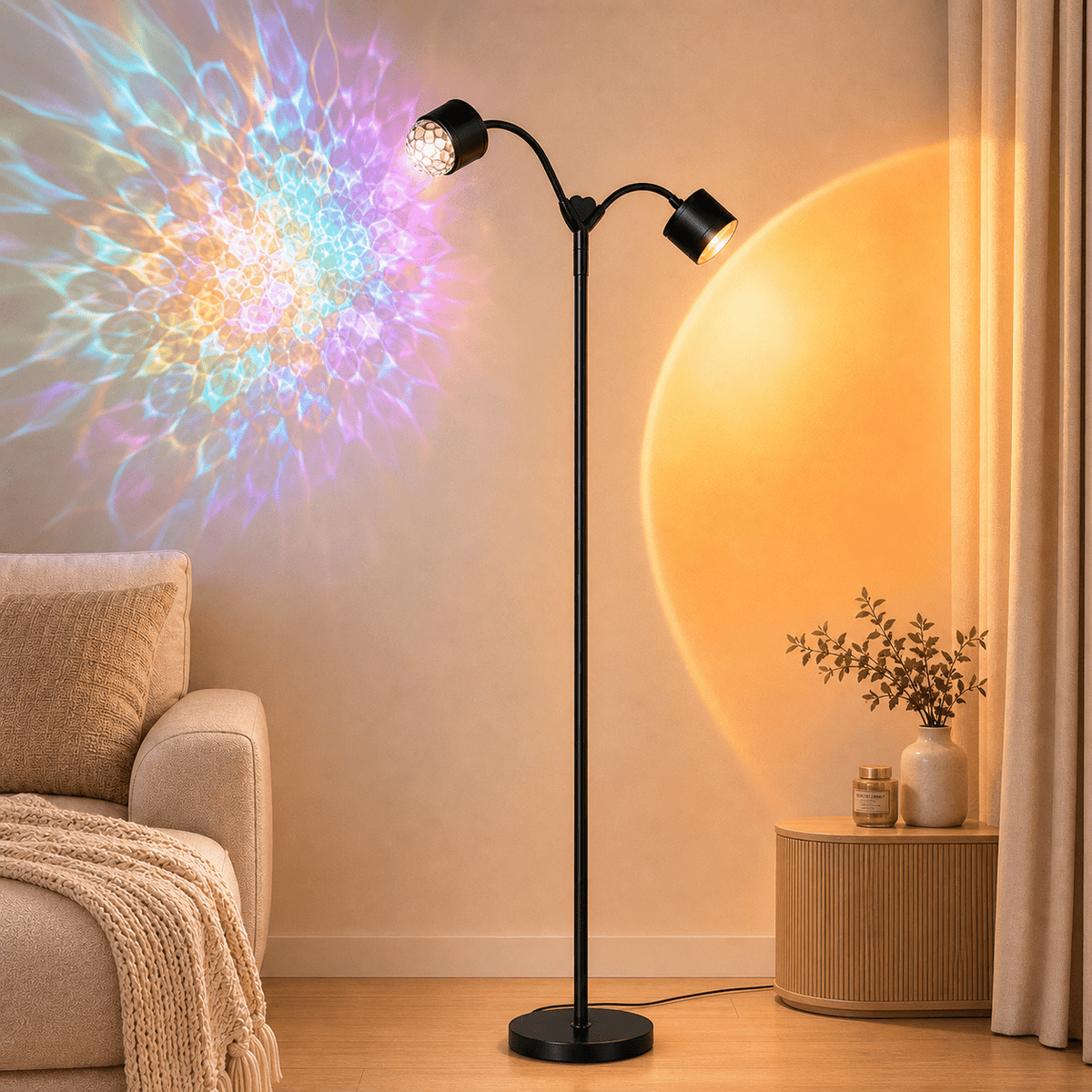 Vellune™ MEHOOM Sunset Standing Floor Lamp Projection with Ocean Wave, 360° Rotation