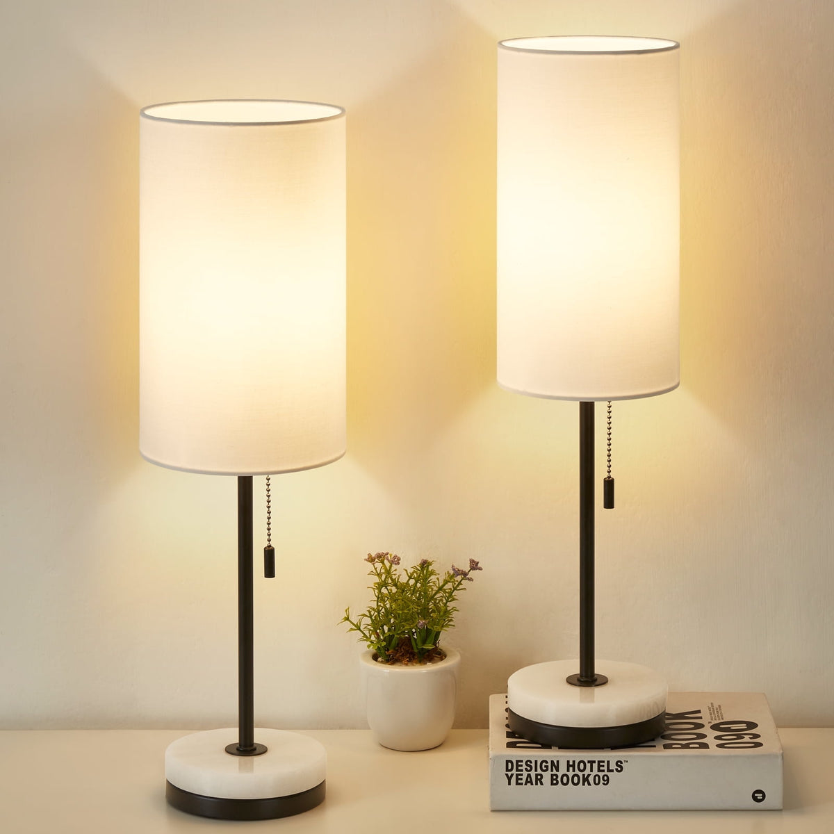 Vellune™ Minimalist Table Lamp Set of 2, Nightstand Lamp for Bedroom Living Room