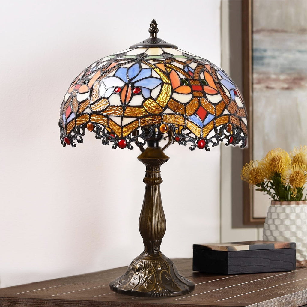 Vellune™ Orinova Tiffany Style Table Lamp Bedside LED Lamp Shades Bedroom Stained-Glass 18.1'' H Multi-Color