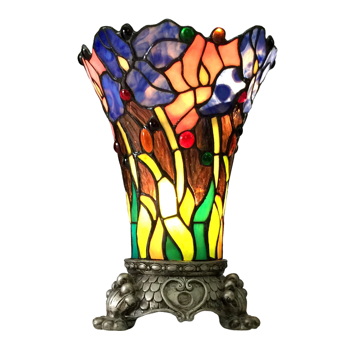 RADIANCE Goods Tiffany-Style 1 Light Floral Antique Brass Table Lamp 11" Tall