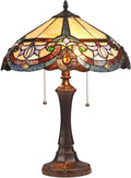 RADIANCE Goods Tiffany-Style Victorian 2 Light Dark Bronze Table Lamp 16" Wide