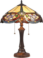 RADIANCE Goods Tiffany-Style Victorian 2 Light Dark Bronze Table Lamp 16" Wide