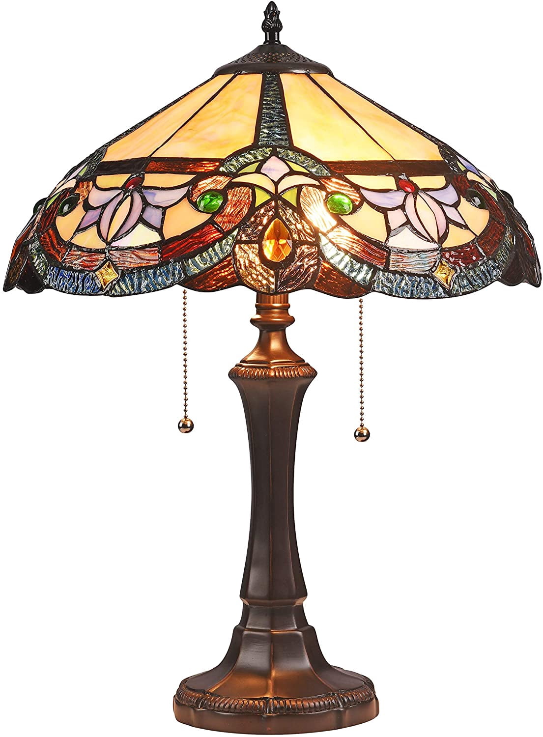RADIANCE Goods Tiffany-Style Victorian 2 Light Dark Bronze Table Lamp 16" Wide