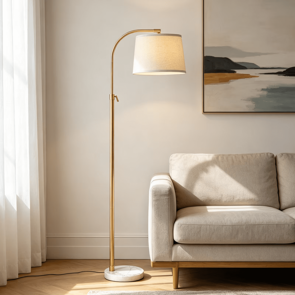 Vellune™ RORIA 64? Modern Floor Lamp, Height Adjustable Curved Standing Lamp,for
