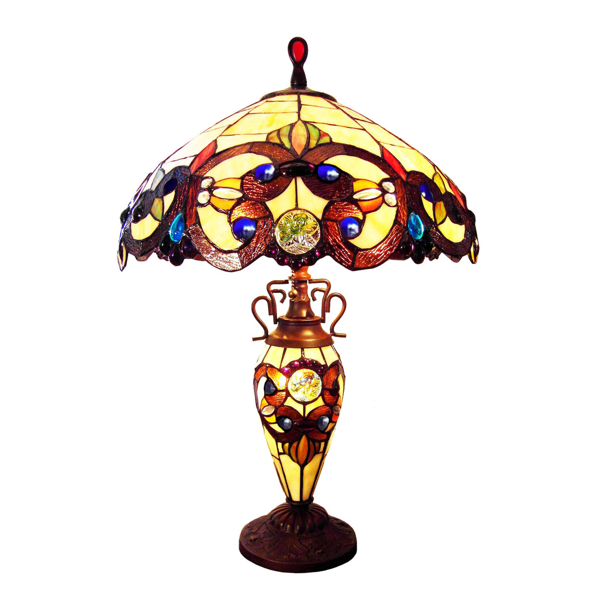 Radiance Goods Victorian Tiffany-Style 3 Light Victorian Double Lit Table Lamp 18" Wide