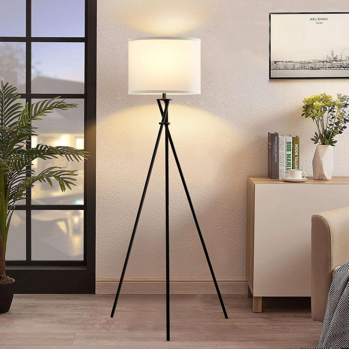Vellune™ Black Tripod Floor Lamp, Mid Century Standing Lamp for Living Room,61" Tall