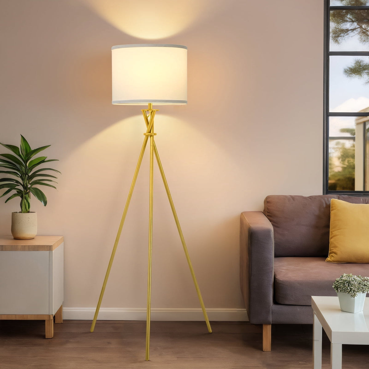 Vellune™ Black Tripod Floor Lamp, Mid Century Standing Lamp for Living Room,61" Tall