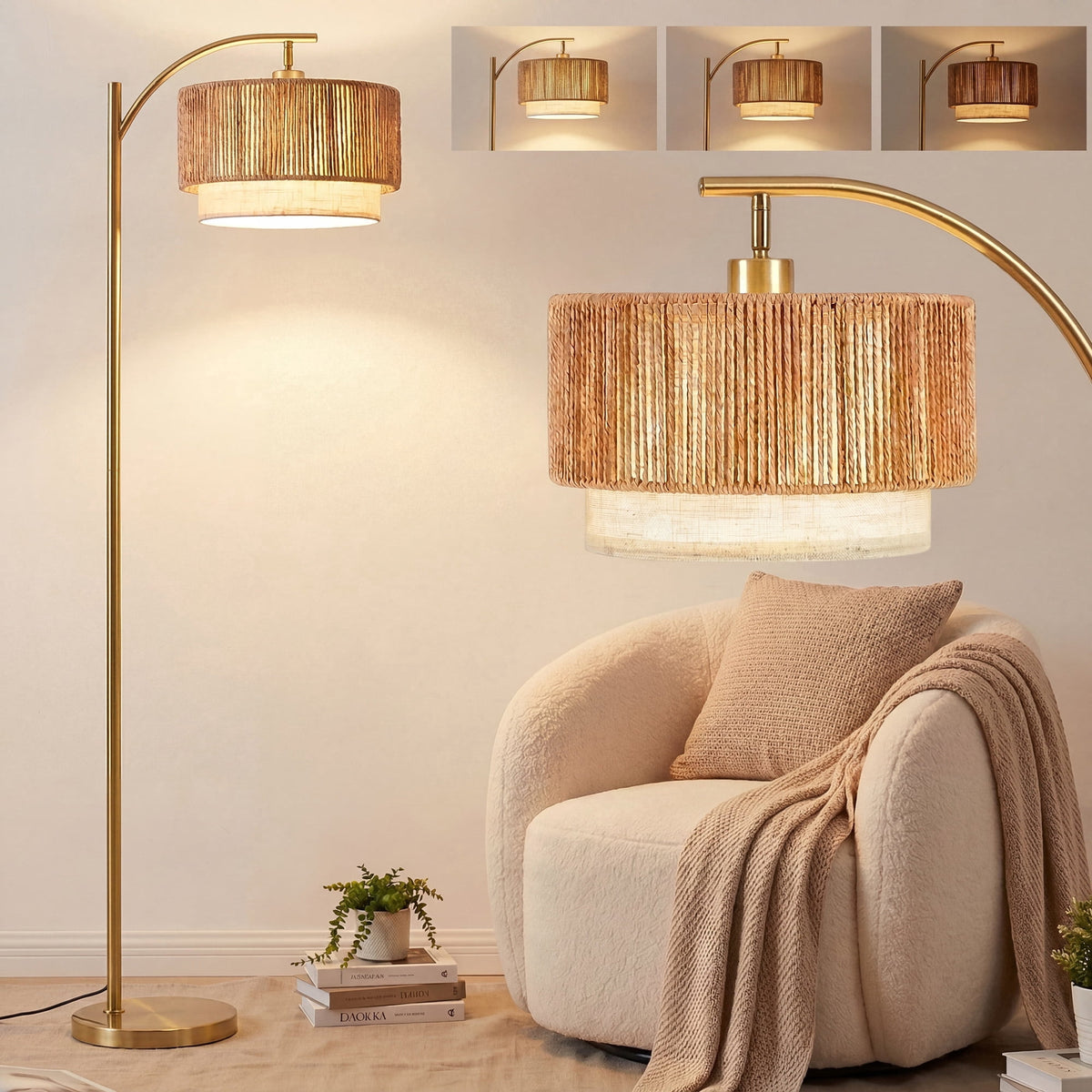 Cozylumi™ VOLIVO Floor Lamp for Living Room, 63" Arc Floor Lamp with 3 Color
