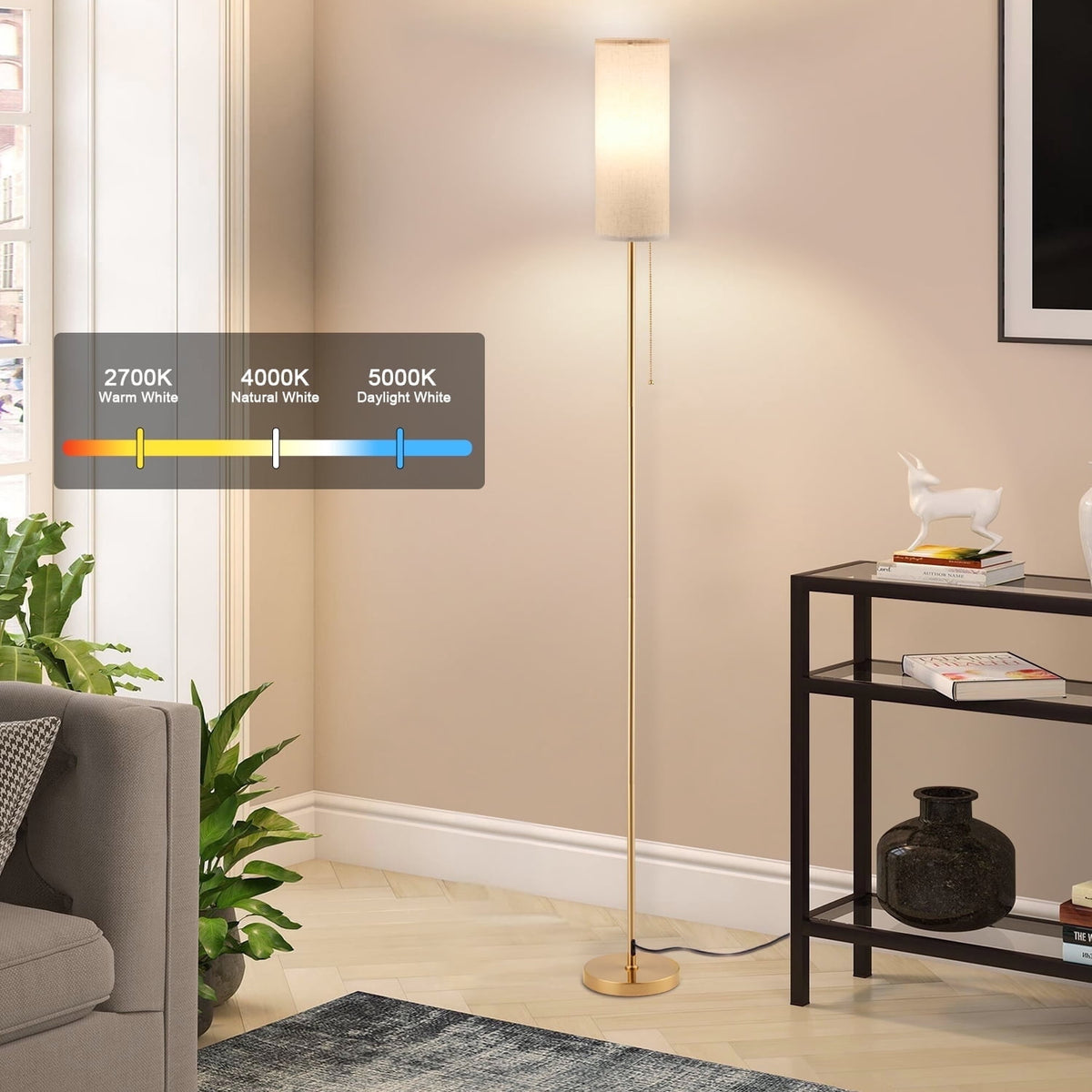 Vellune™ Vesteel Floor Lamp for Living Room, Modern Standing Lamp with 3 Color