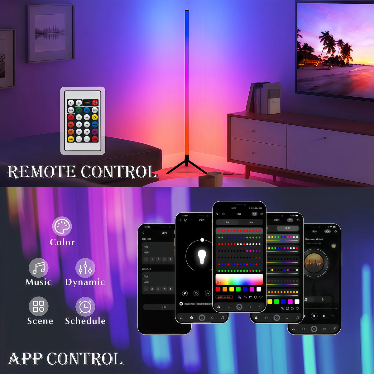Cozylumi™ LED Floor Lamps Smart RGB Led Corner Floor Lamp with Spotlight,20 Million